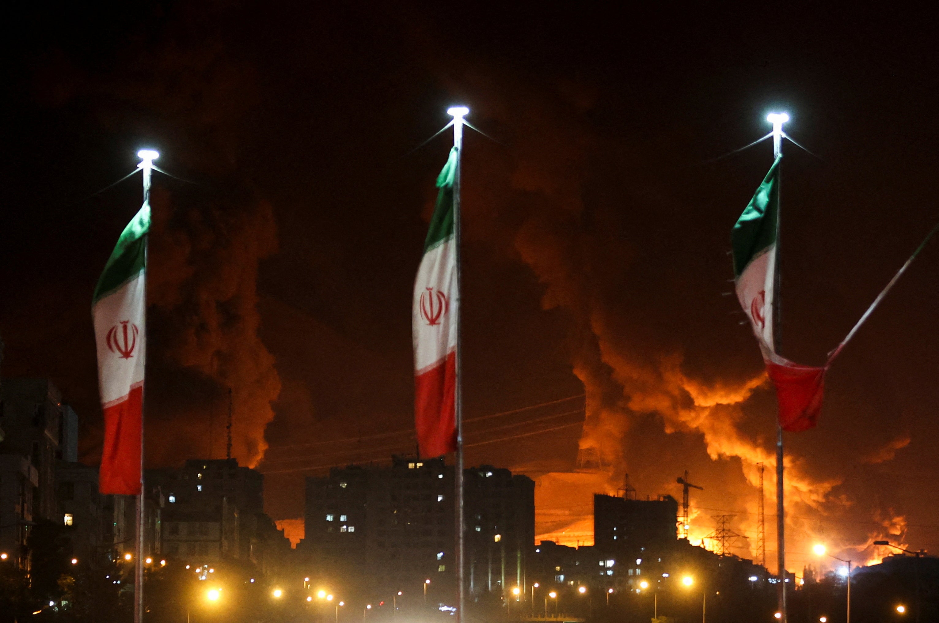 A fire erupted at Shahran oil depot, an oil refinery near the capital, after it was targeted in an Israeli attack.