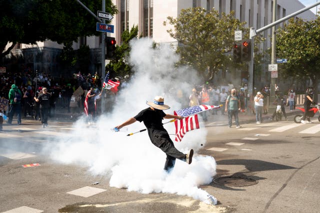 <p>Protests against ICE raids have taken place in Los Angeles and other cities across the country</p>