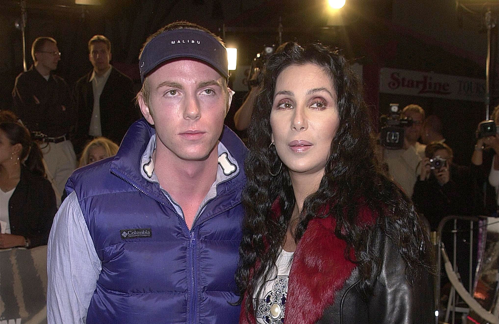 Cher (right) and son Elijah Blue Allman (left) pictured in 2001 at the premiere of the film 'Blow'