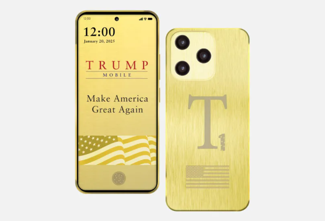 <p>The Trump-branded T1 smartphone comes with a gold finish</p>