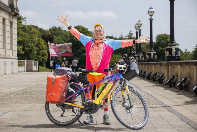 TV presenter Timmy Mallett visiting the Parliament Buildings at Stormont (PA)