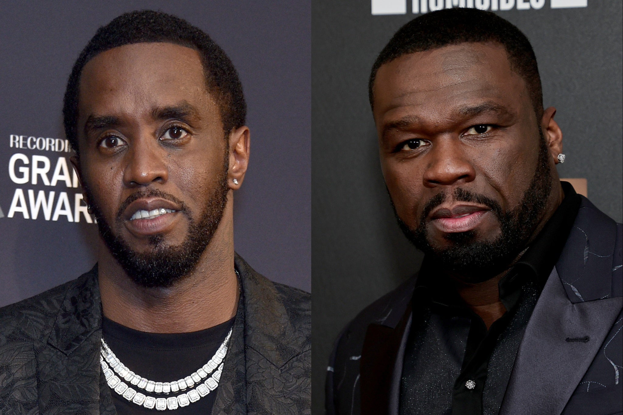 Sean 'Diddy' Combs (left) and Curtis '50 Cent' Jackson have been embroiled in a long-running feud since well before the former's arrest and high-profile court case