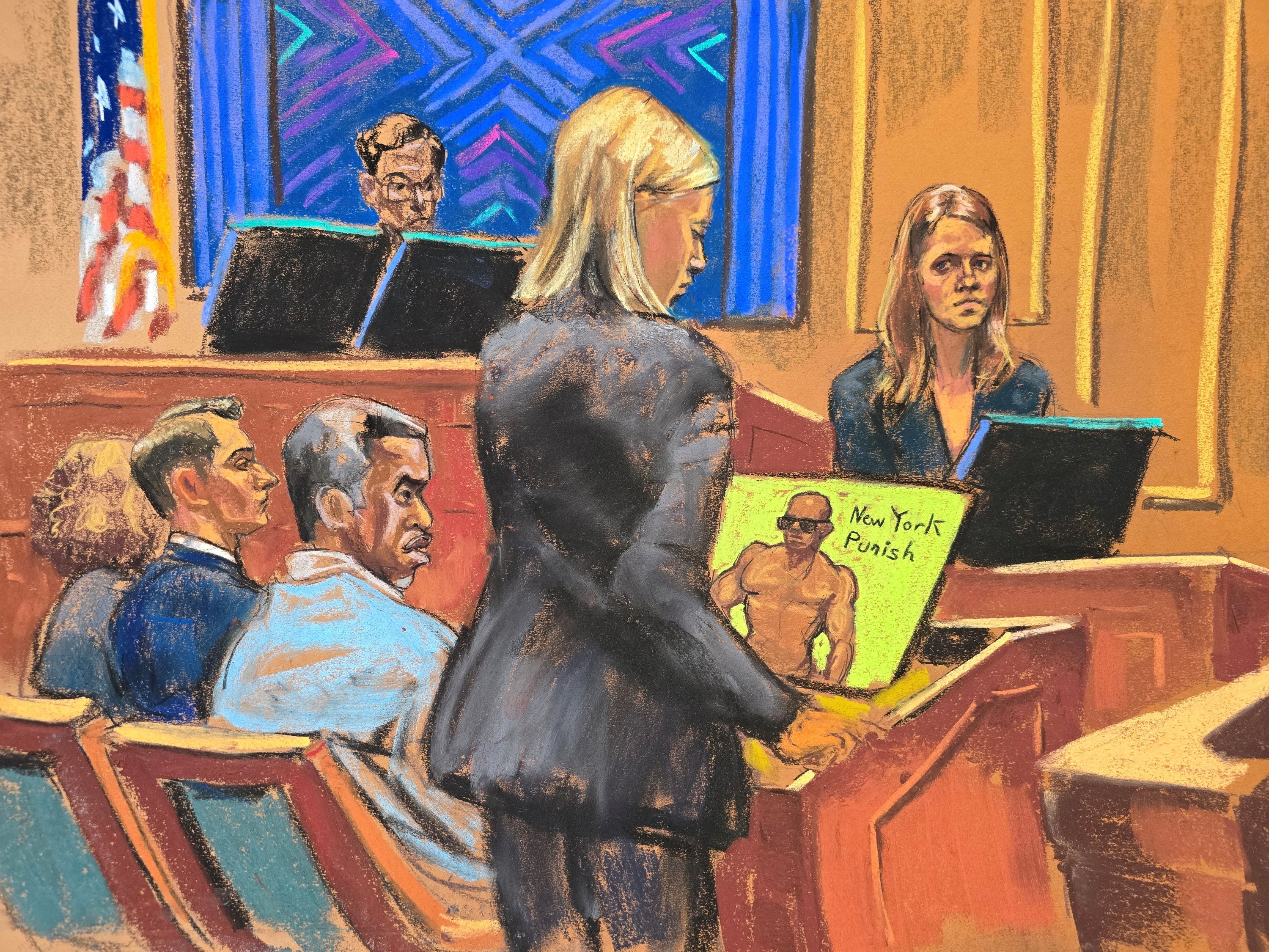 Sean "Diddy" Combs listens as Special Agent DeLeassa Penland is questioned over hotel records, flight details, and text messages in his sex trafficking trial