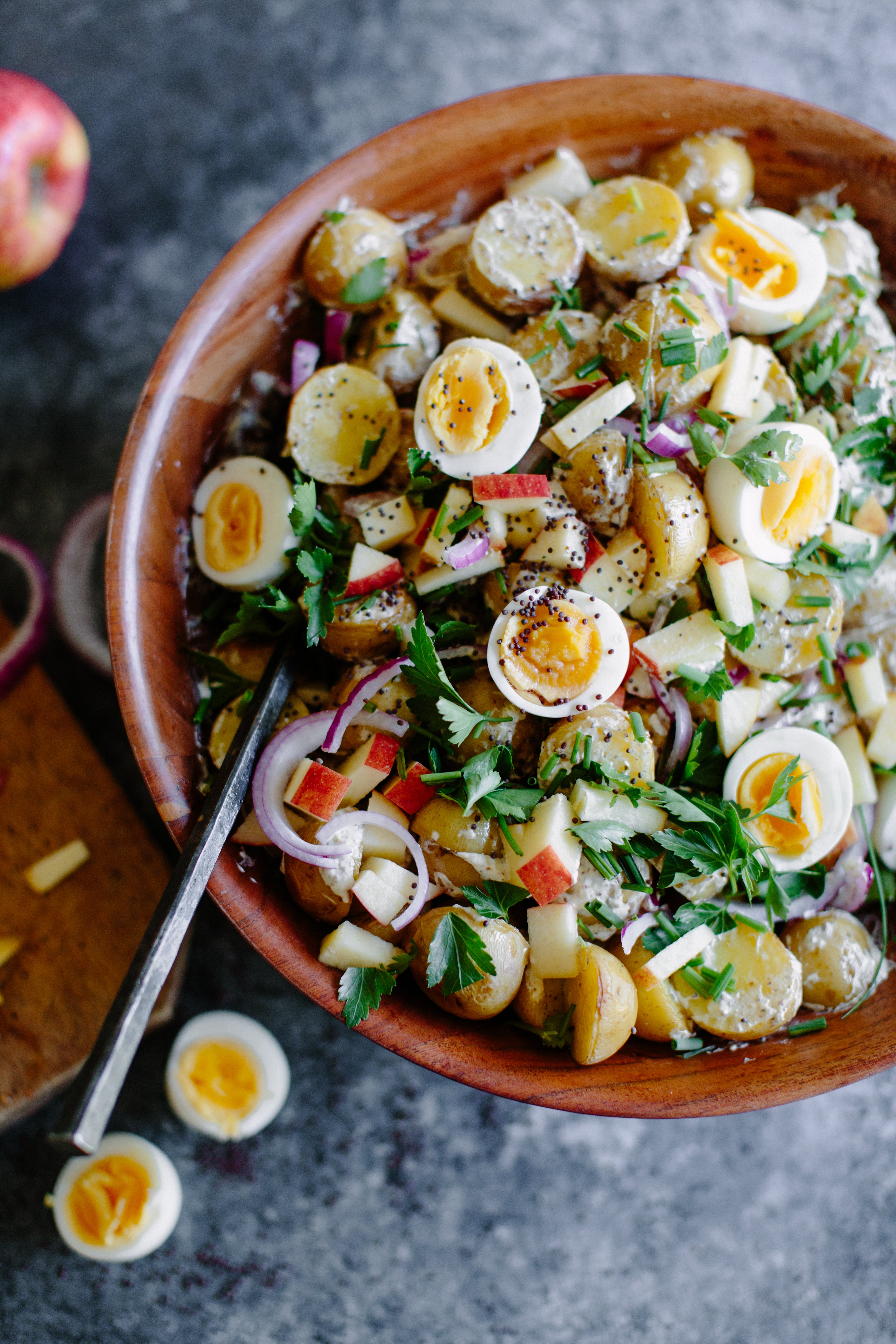 A crisp twist on the classic potato salad – the apple makes it bright, tangy and never boring