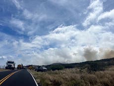 Fast-moving brush fire on Hawaii's Maui island evacuates about 50 people. No structures have burned