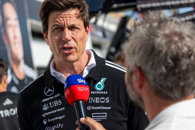 <p>Mercedes team principal Toto Wolff at the Canadian GP </p>