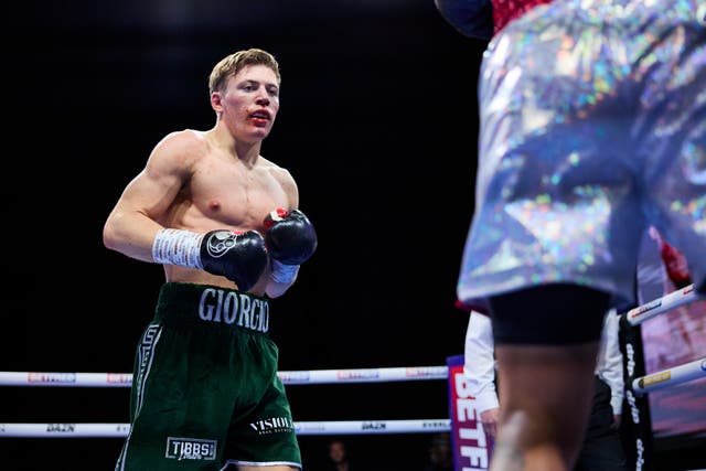 <p>Giorgio Visioli was bloodied during his fight with Francisco Javier Lucero, but eased to a win</p>