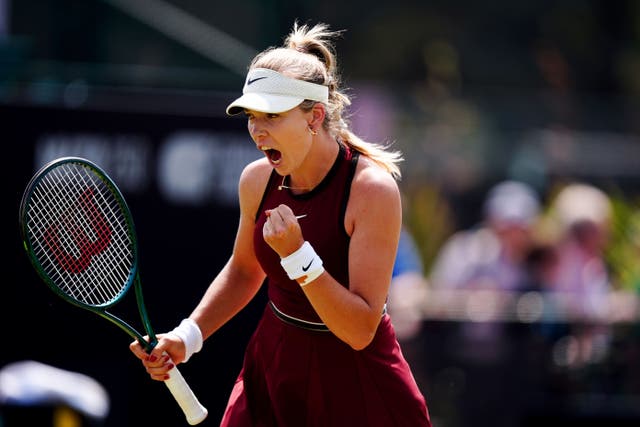 Katie Boulter celebrates winning a point against Lulu Sun (Mike Egerton/PA)