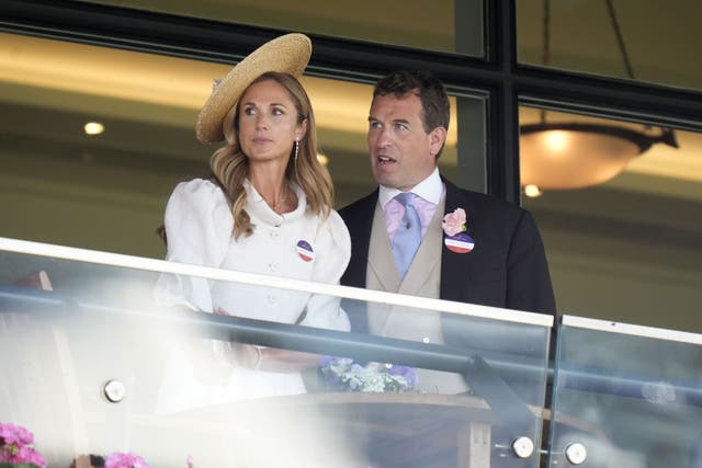 Harriet Sperling and Peter Phillips in the royal box at Ascot (Andrew Matthews/PA)