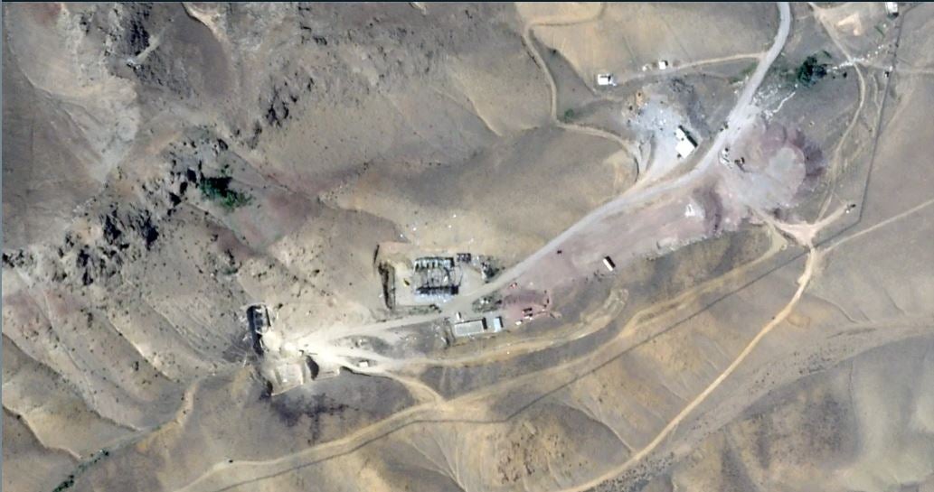 Tabriz north missile base underground facility entrance in Tabriz, Iran, after it was hit by Israeli airstrike