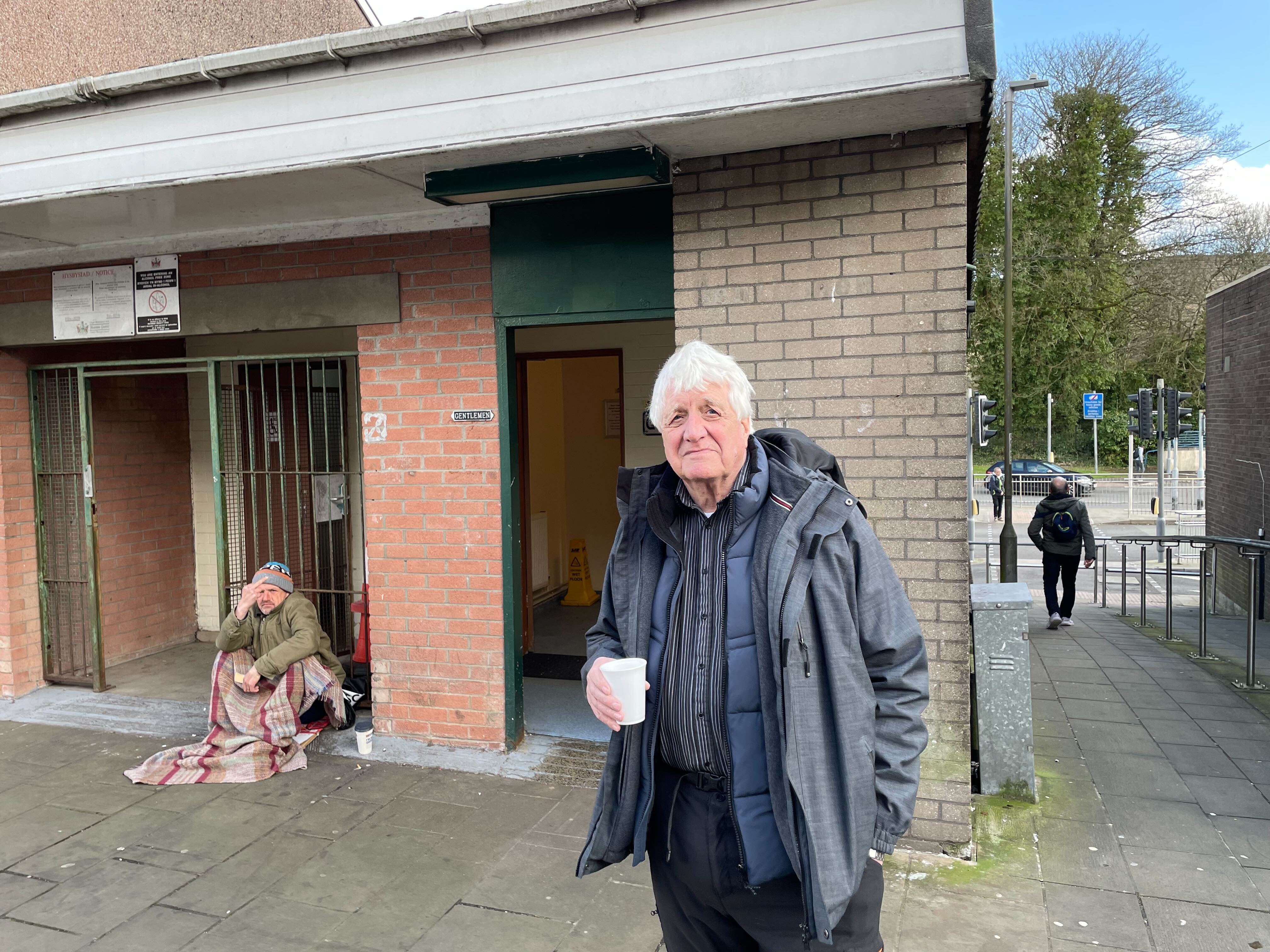Phil Edwards outside the public toilets he rescued with a local councillor from closure in Ebbw Vale