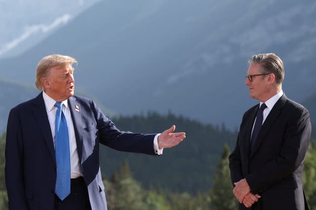 <p>Prime minister Keir Starmer and US president Donald Trump at the G7 summit in Kananaskis, Canada</p>