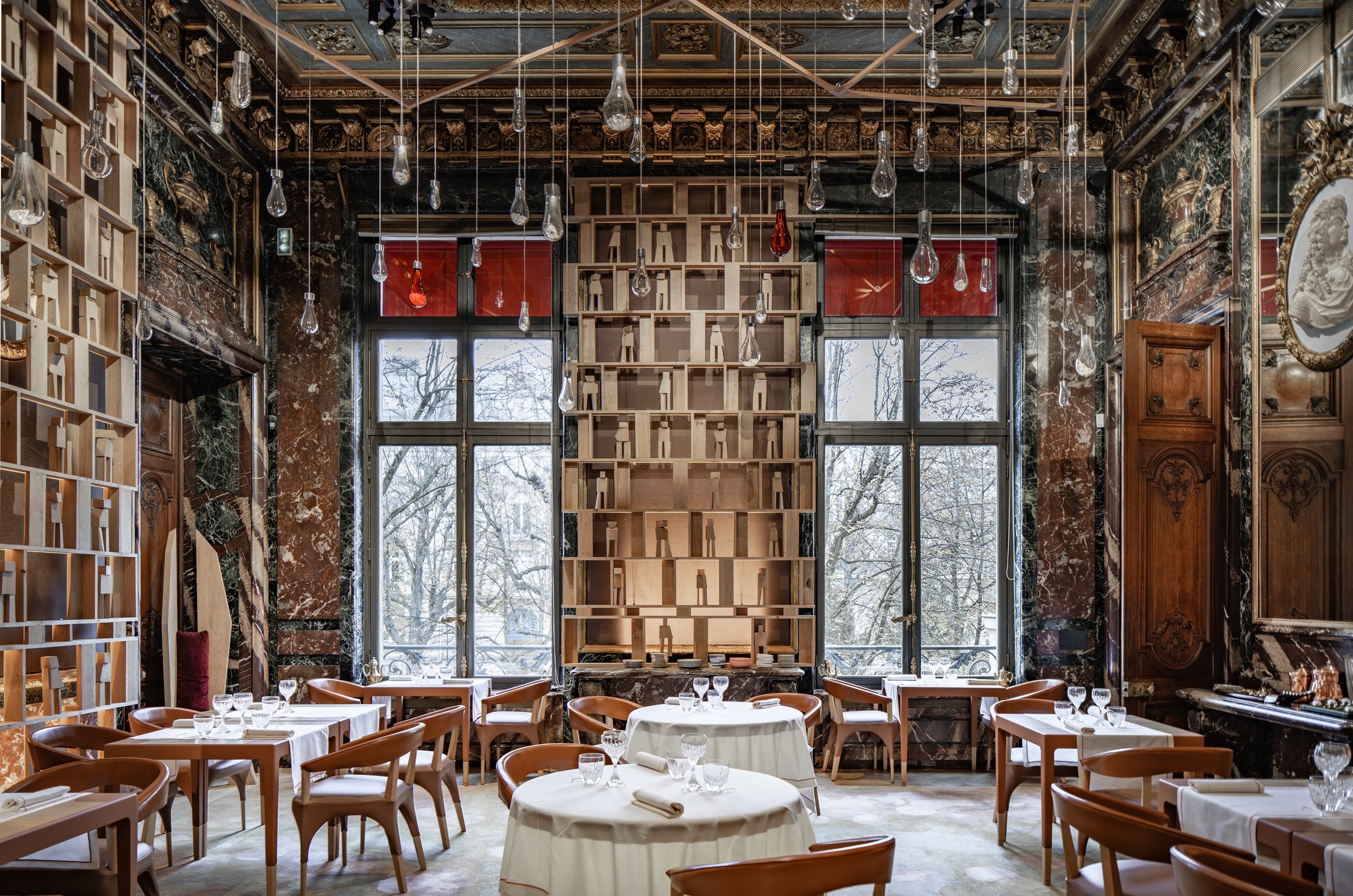 Ducasse Baccarat in Paris houses an Alain Ducasse restaurant and features a 'subtle fusion of raw materials with precious Baccarat crystal'