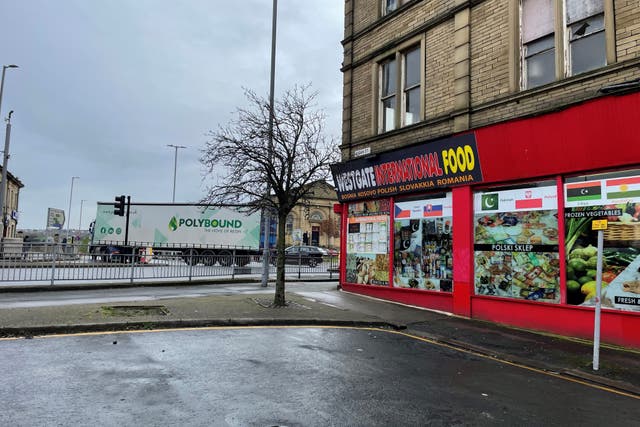 The scene in Bradford city centre where Kulsuma Akter was stabbed (Dave Higgens/PA)