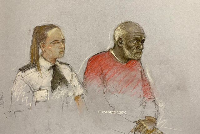 A court artist drawing by Elizabeth Cook of Ryland Headley appearing at Bristol Crown Court (Elizabeth Cook/PA)