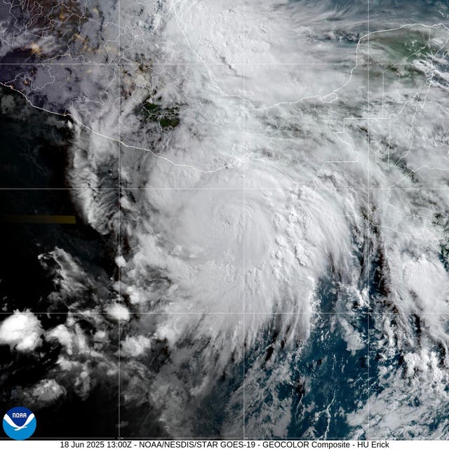 <p>Satellite image shows Hurricane Erick approaching Mexico's Pacific coast</p>