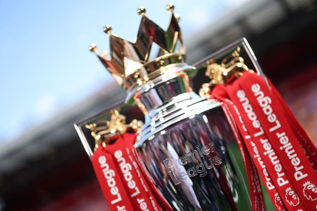 <p>A detailed view of the Premier League trophy</p>