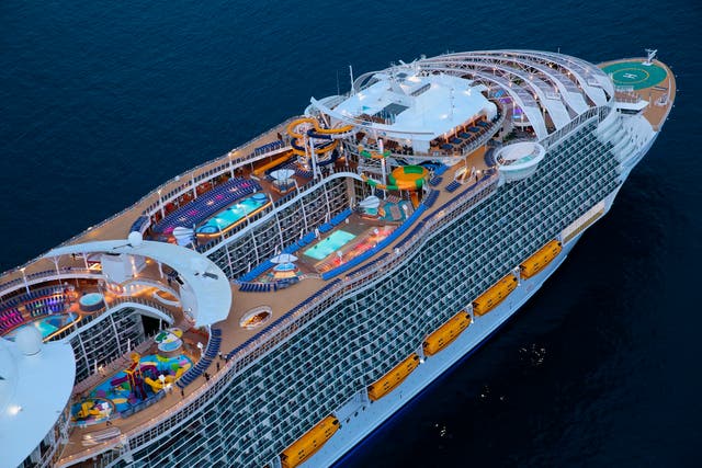 <p>Royal Caribbean’s Harmony of the Seas, shown here, was the setting for a bizarre scene which led to several streamers being asked to leave</p>