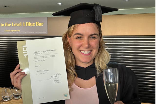 <p>Julia Couto after she graduated last summer from Slade school of fine art in London </p>