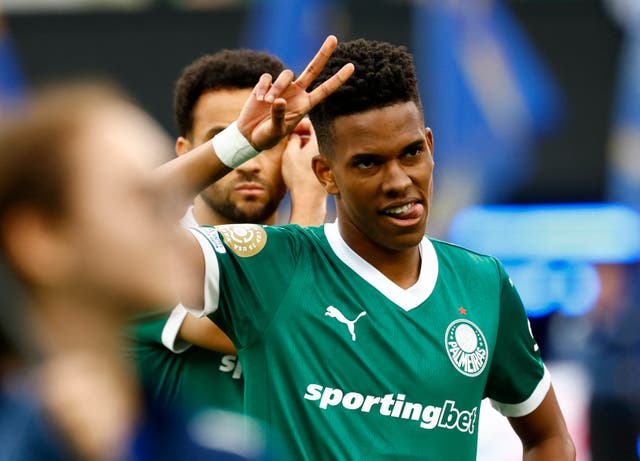 <p>Palmeiras' Estevao gestures before the Club World Cup match</p>