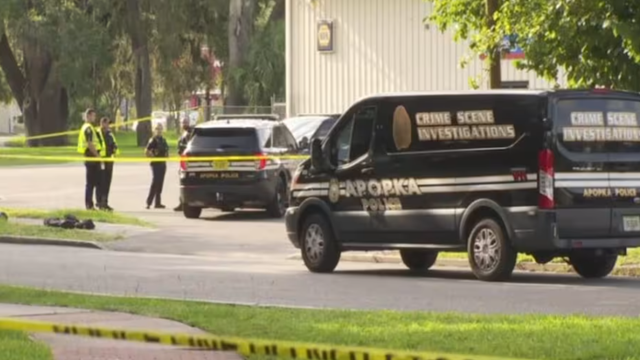 <p>Apopka Police at the site where Daniel Hodge, 53, was killed on June 16, in Apopka, Florida</p>
