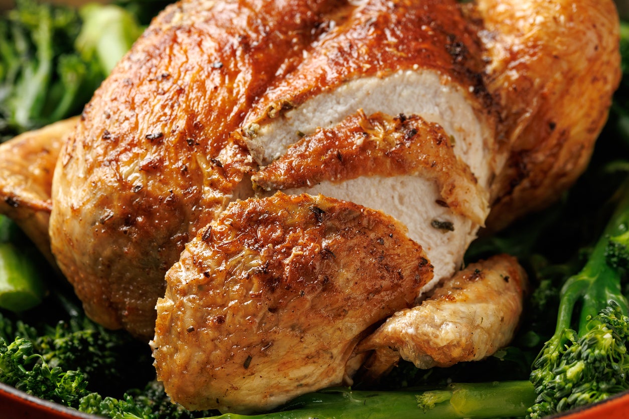 Chicken is often prepared in commercial kitchens. There is added salt