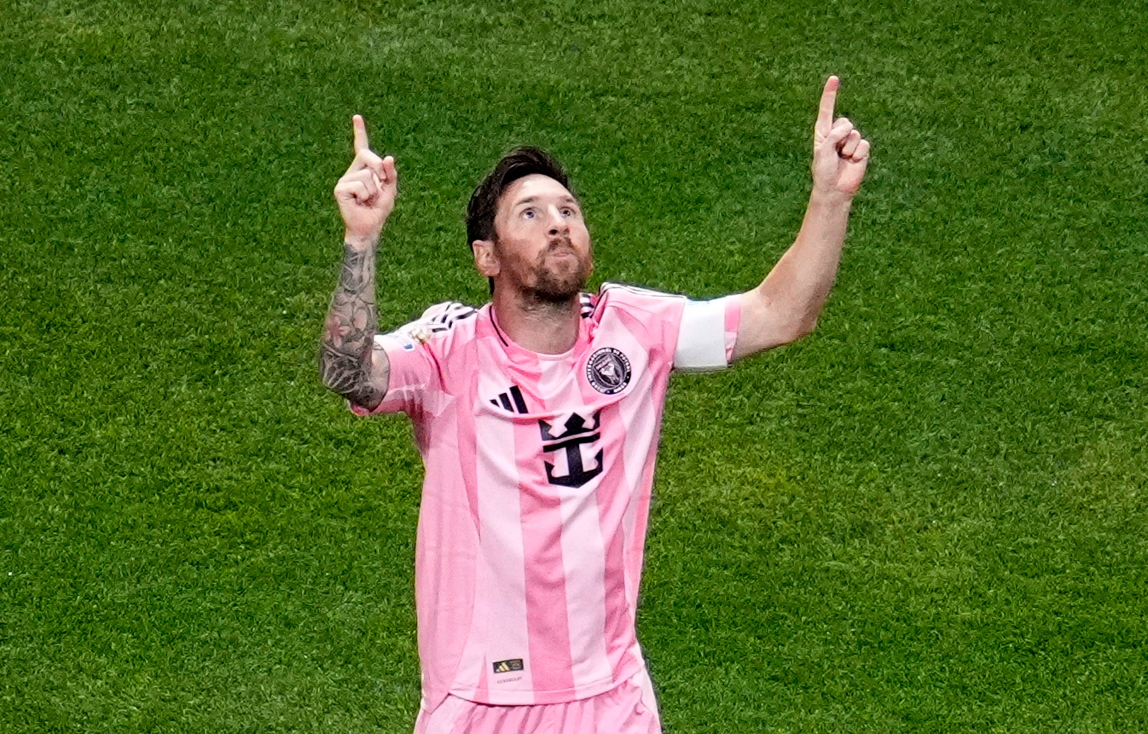 Lionel Messi celebrates after scoring