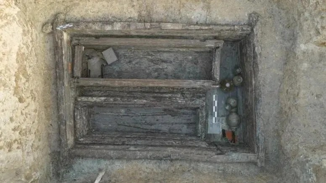 <p>One of the tombs unearthed at ancient Chinese grave site</p>
