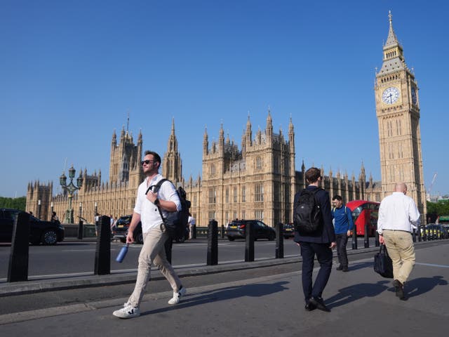 <p>People walking around the mean streets of Westminster</p>