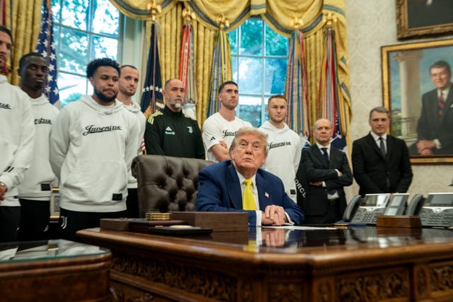 <p>Donald Trump hosted the Juventus squad at the White House as part of the Club World Cup</p>