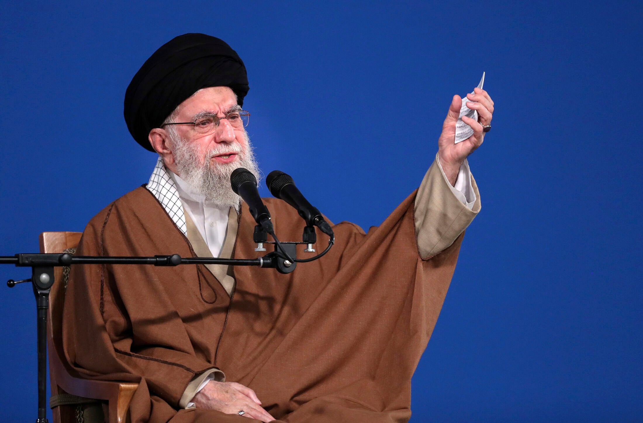 Ayatollah Ali Khamenei vowed that ‘the Iranian nation is not one to surrender’ and issued a stern warning that any intervention by the US would bring ‘irreparable damage to them’