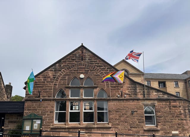 <p>To mark national Pride month this June, the rainbow LGBTQ+ standard was installed above a Christian charity-run bookshop. It has since been removed, and is now at a new location in the town, as pictured.</p>