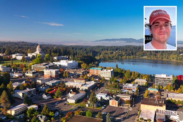 <p>Joey (inset) describes Olympia, Washington, as 'kind of sketchy'</p>
