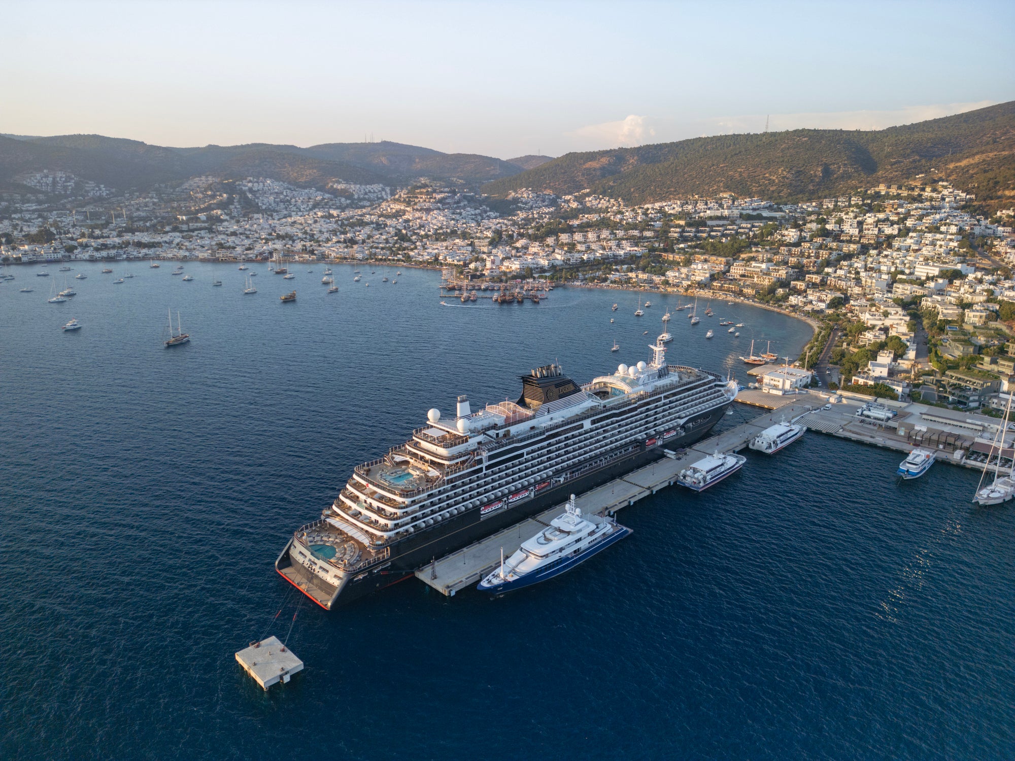 'Non-cruisers love to say you only get a superficial, tourist-trap experience in each port,' says Donald, 'but that's completely outdated thinking.' Above, MSC Explora 1 in the port of Bodrum