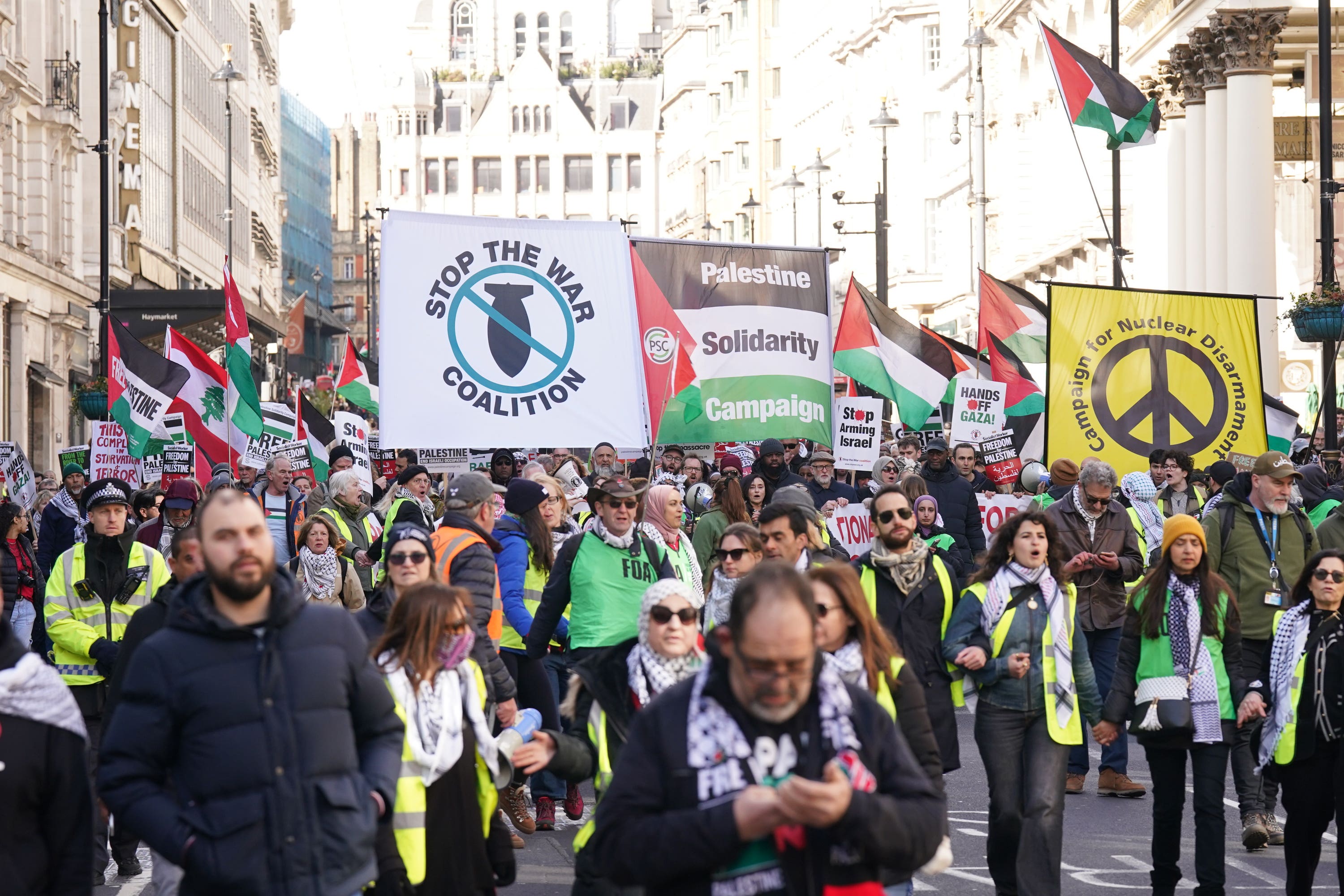 Protests organised under the Palestine Coalition banner have been held regularly in the capital (Stefan Rousseau/PA)