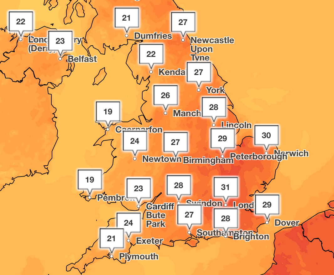 Met Office Saturday forecast