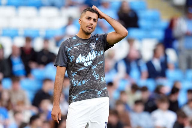 Rodri is making his comeback from a long-term knee injury (Martin Rickett/PA)