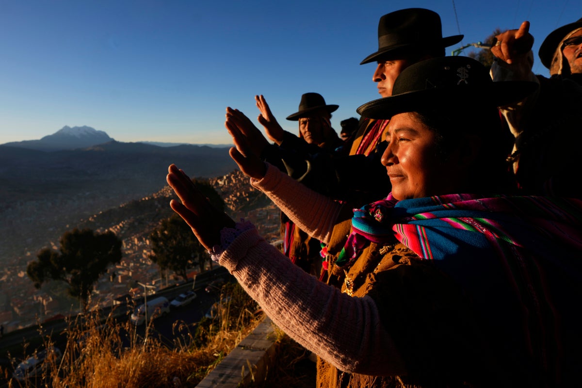 Photos of Bolivians ushering in the Andean New Year 5533 with sunrise celebrations