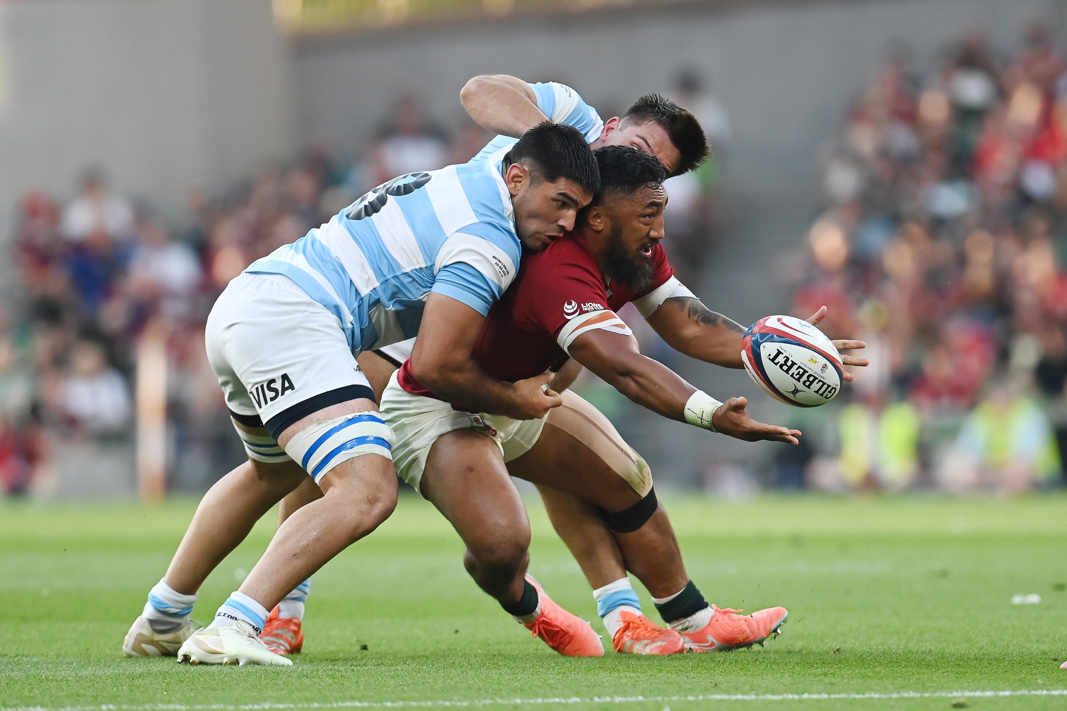 A few offloads hit the floor from the Lions