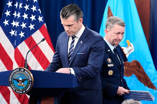 <p>Defense Secretary Pete Hegseth outlined the strike against Iranian nuclear sites on Sunday</p>