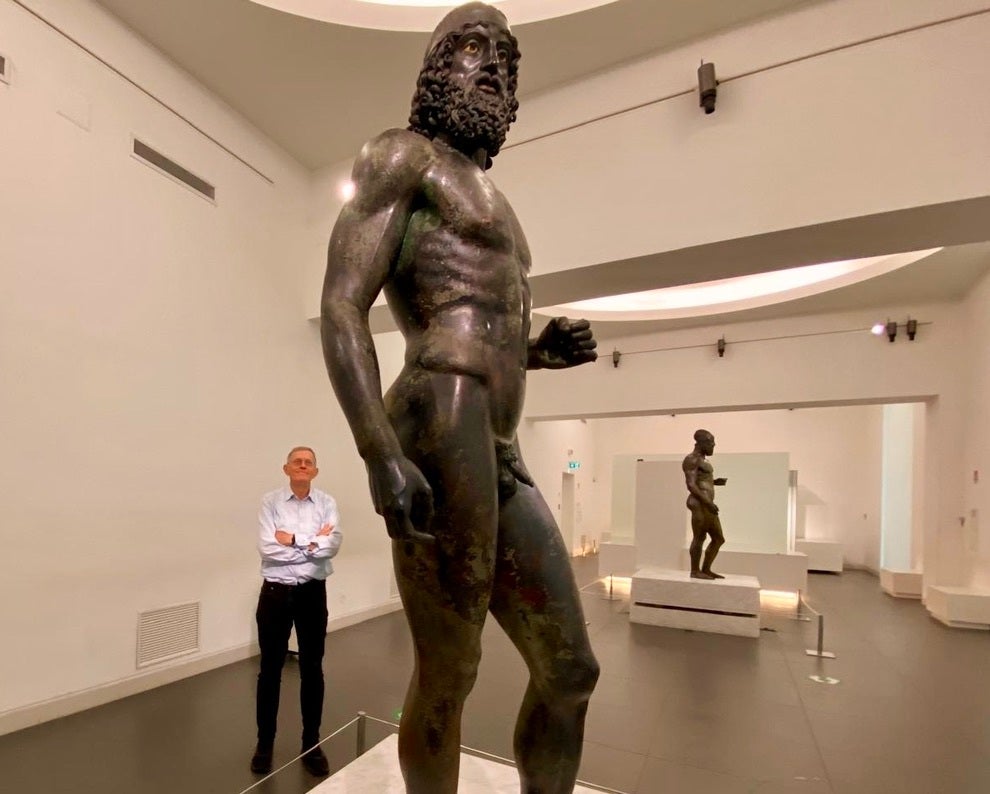 Walking through history: Simon views the ‘Riace Warriors’ in the Italian city’s National Archaeological Museum