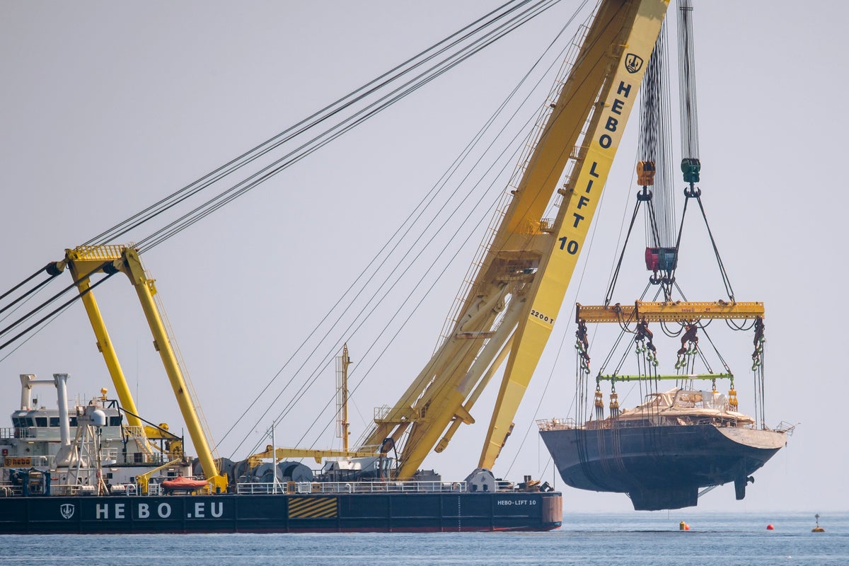 The recovered Bayesian superyacht transferred to Sicilian port on its final journey