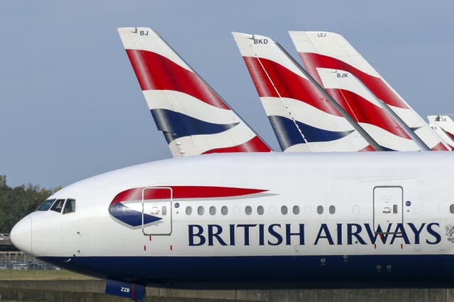 <p>British Airways flights from Heathrow to Doha and Dubai on Sunday have been cancelled (Steve Parsons/PA)</p>