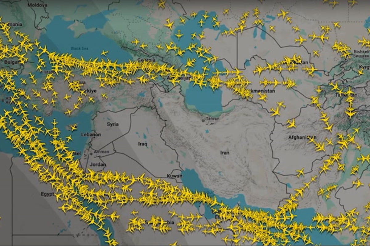 Flight tracker shows airlines avoiding Middle East airspace after US bombs Iran