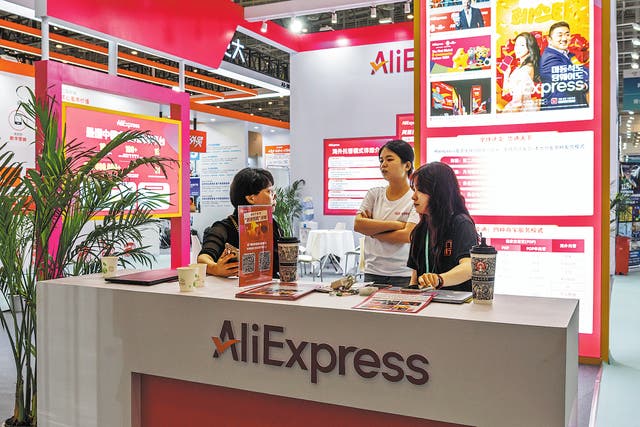 <p>The booth of AliExpress during an expo in Xiamen, Fujian province </p>
