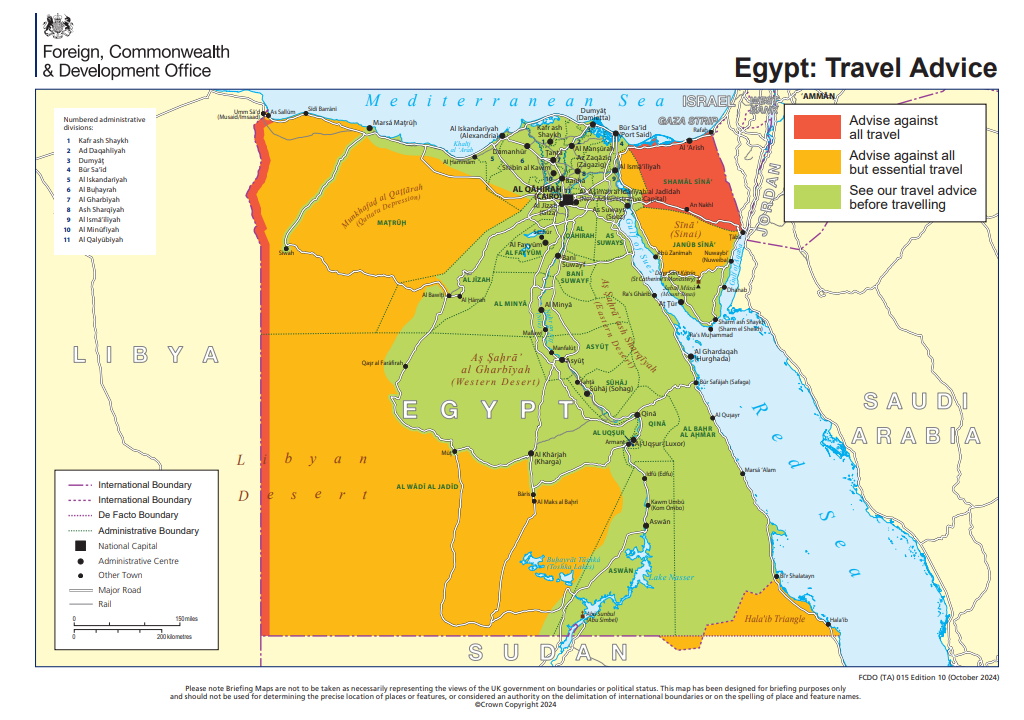 FCDO travel advice for Egypt