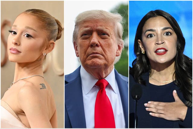 <p> Ariana Grande (left) agreed with AOC (right)  that Donald Trump should be impeached over his 'disastrous decision' to bomb Iran</p>