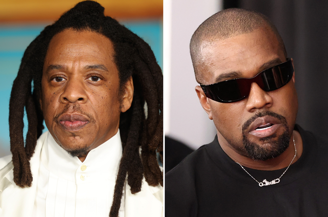 <p>Jay-Z (left) swapped out Kanye West's (right) name during his performance of their 2011 song at Beyoncé's Paris concert</p>