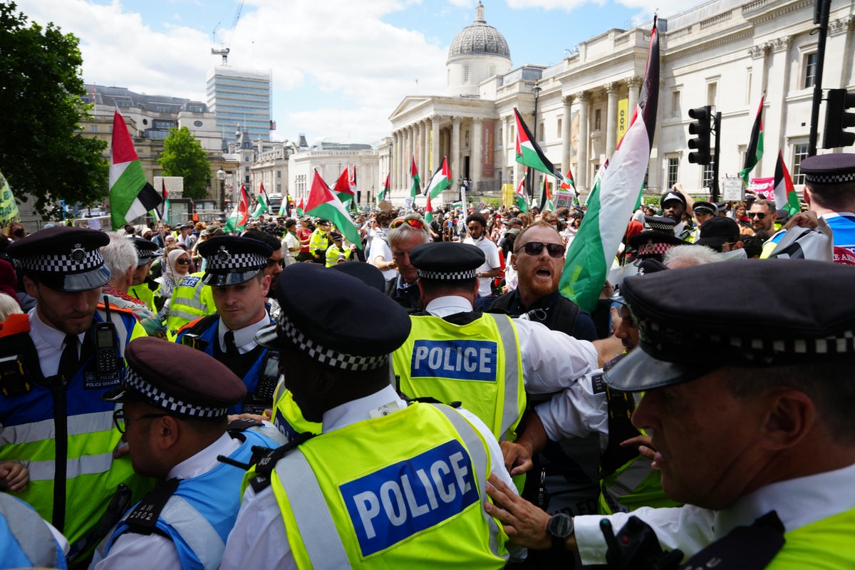 Protesters chant ‘shame on you’ at Met Police as Palestine Action ban confirmed