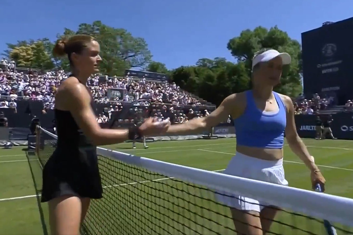 <p>Yulia Putintseva (right) has hit back after being told "nobody likes you" by Maria Sakkari</p>